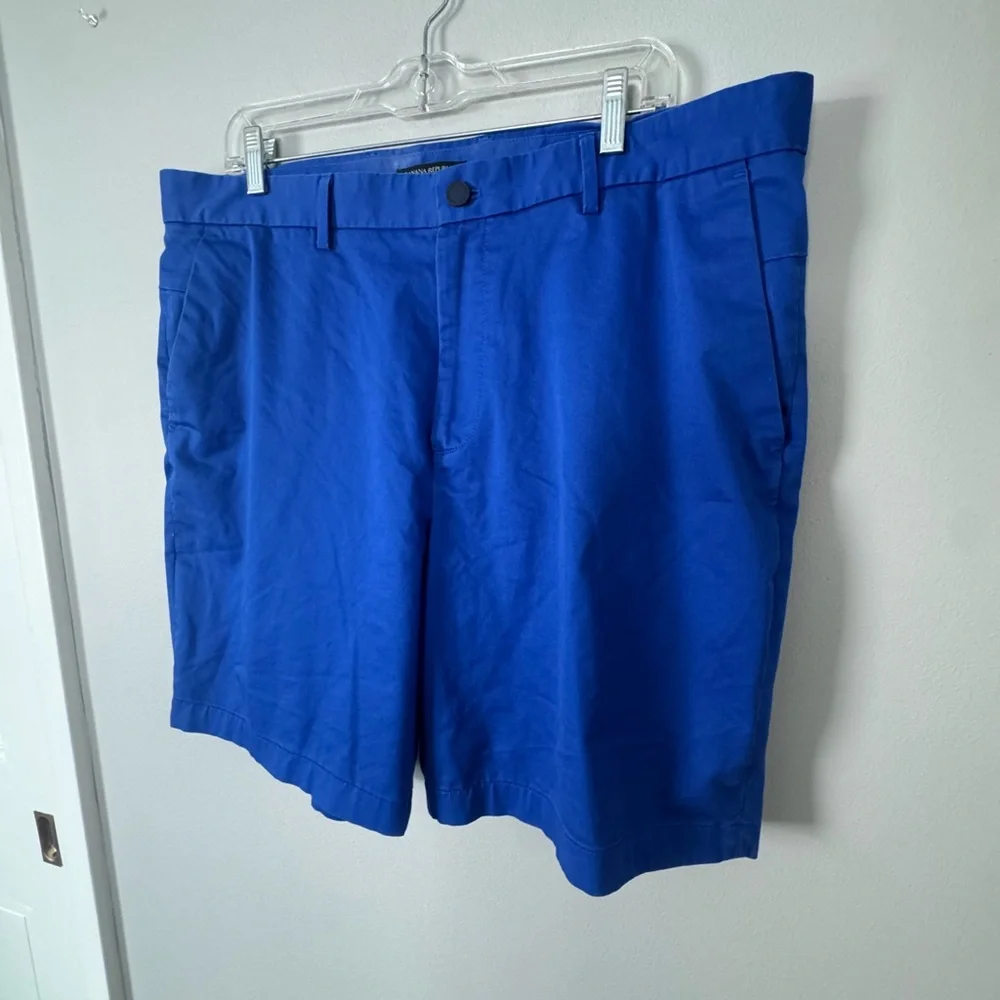 Banana Republic Shorts Mens 38 Aiden Chino Blue Khaki Flat Front